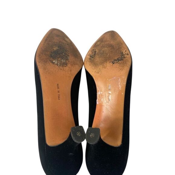 Ferragame 9B Black Pumps with kitten heel velvet w/silk toe - Picture 12 of 12